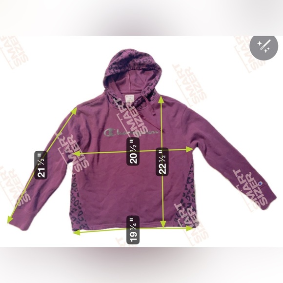 Champion Maroon Hoodie Sweatshirt w Leopard Accents and Adjustable Waist Sz M - Picture 11 of 13